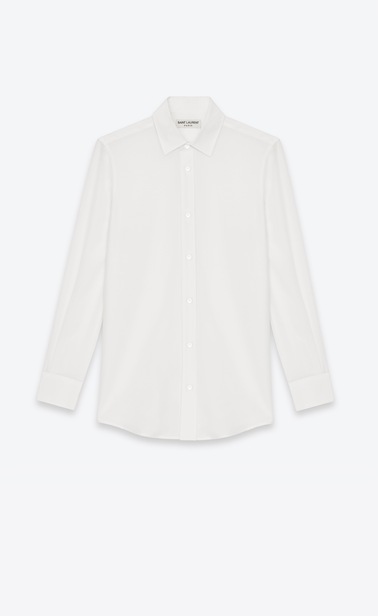 PARIS COLLAR SHIRT IN White Silk CRÊPE